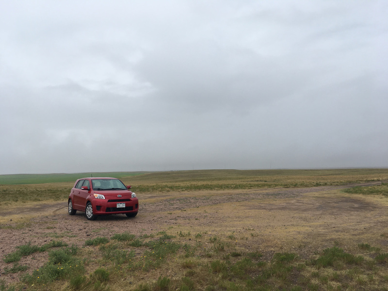 My lonely car amid the
fields